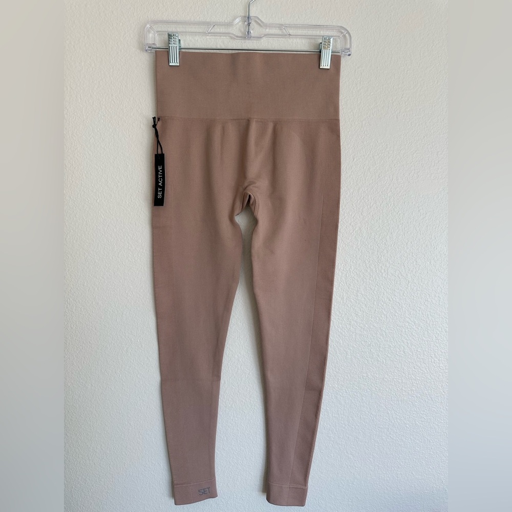Set Active Ribbed Leggings - Mauve